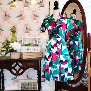 Tropical button up dress